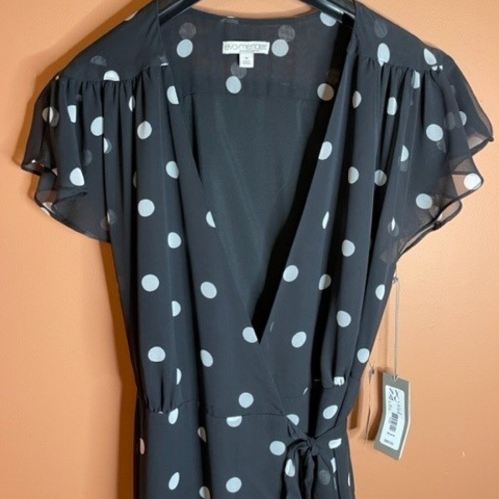 Eva Mendes Black & White, Polka Dot Wrap-Dress